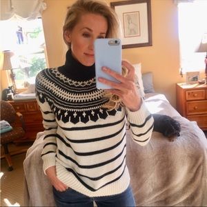 RALPH LAUREN Black & White Chunky Turtleneck Sweater NWT Small